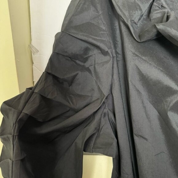 Samuel Dong Coat Dress Ruffle Collar Ruched Sleeves Shimmer Stretch Taffeta 3X - Picture 8 of 16